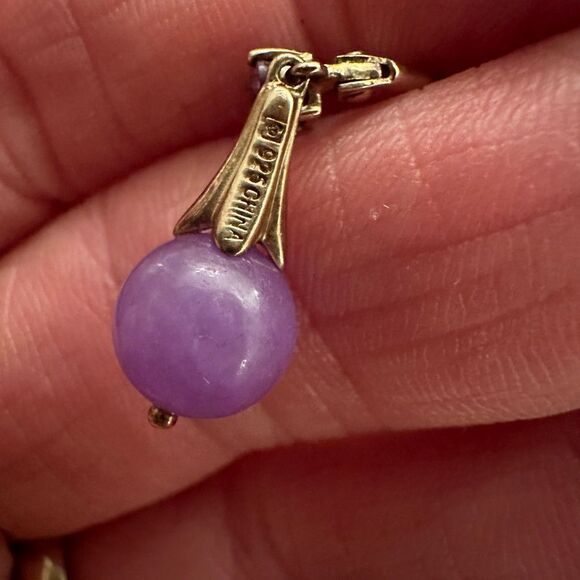 Lavender Jade and AmethystSetnin Sterling with Gold Overlay Earrings - Picture 4 of 6